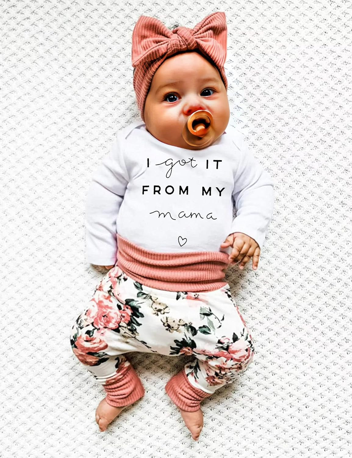 Newborn Infant Baby Girl 4PCS Clothes Romper Pants Set Floral Autumn Outfits Cute Baby Clothes Girl