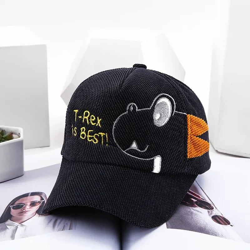 Cute Baby Caps Cartoon Dinosaur Kids Boy Baseball Cap Children Corduroy Adjustable Sun Protection Hat Summer Autumn