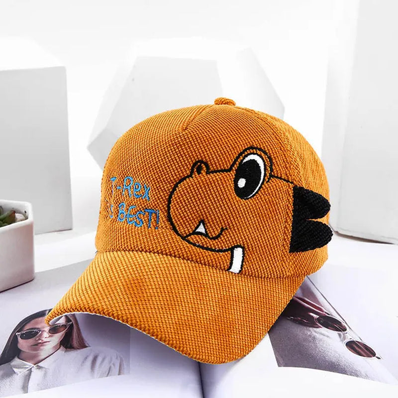 Cute Baby Caps Cartoon Dinosaur Kids Boy Baseball Cap Children Corduroy Adjustable Sun Protection Hat Summer Autumn