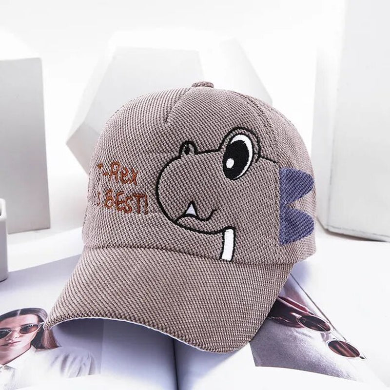 Cute Baby Caps Cartoon Dinosaur Kids Boy Baseball Cap Children Corduroy Adjustable Sun Protection Hat Summer Autumn